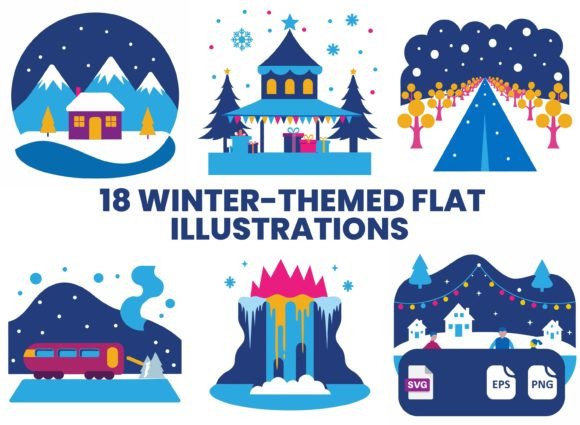 18 Winter-Themed Flat Illustrations: Elevating Your Seasonal Design Projects
