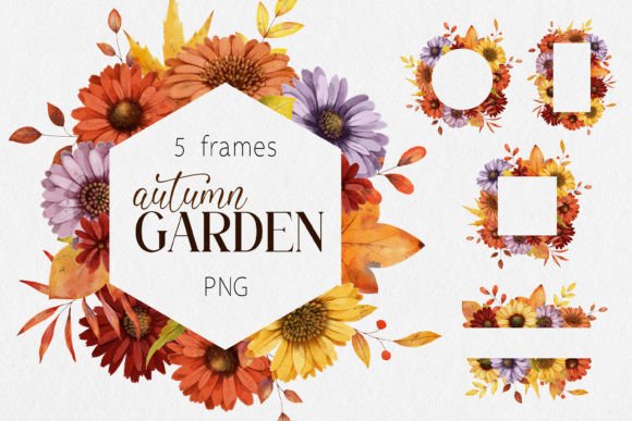 Autumn Floral Frames: Hand-Painted Watercolor Assets