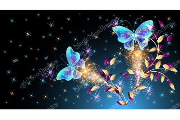 Enchanting Magic Butterflies Fantasy Sparkle Stars
