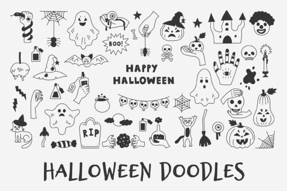 Halloween Doodles PNG Clipart for Creators