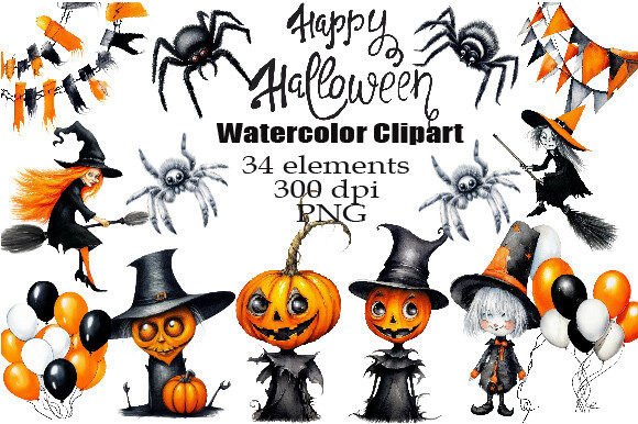 Happy Halloween Watercolor Clipart: Elevating Your Spooky Season Designs