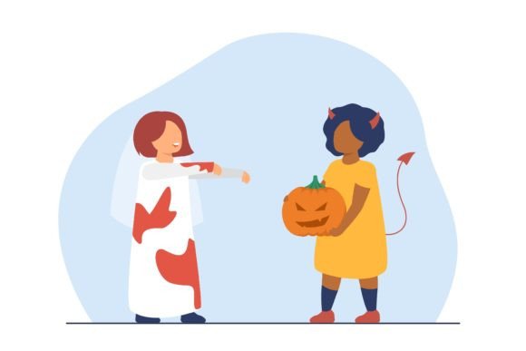 Mixed Race Kids Celebrating Halloween