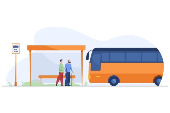 People Waiting for Bus at Bus Stop. Gran