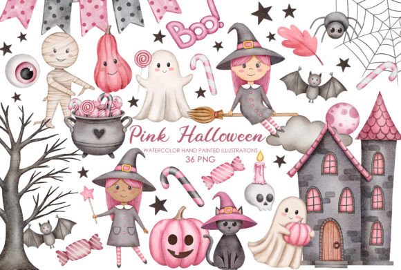 Pink Halloween Clipart: Cute & High Quality