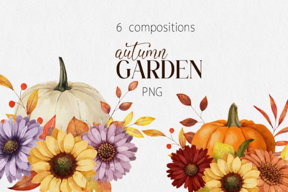 Pumpkins with Flowers Compositions