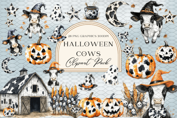 Spooky Cows and Festive Flair: The Magic of Halloween Cow Print Farm Sublimation Art