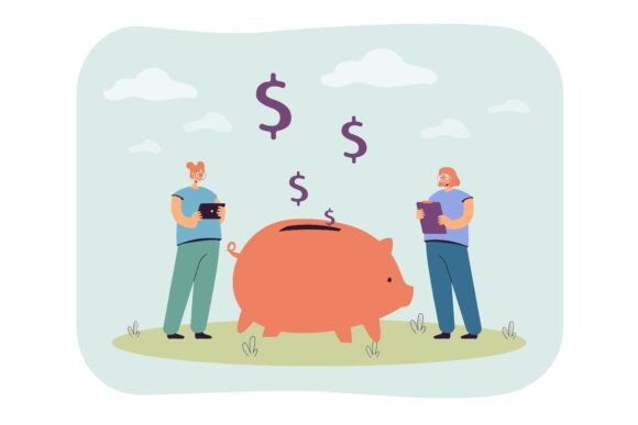 Tiny Female Characters Holding Tablet and the Art of Visual Financial Planning