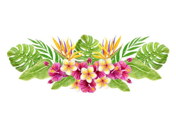 Tropical Flowers Palm Leaves Bouquet PNG: A Practical Asset for Designers