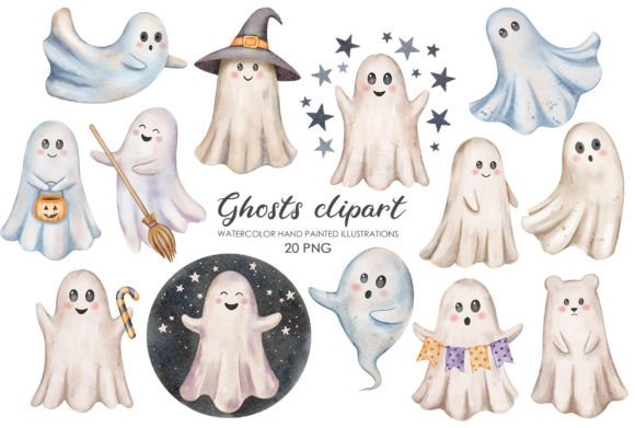 Watercolor Cute Ghost Clipart Guide
