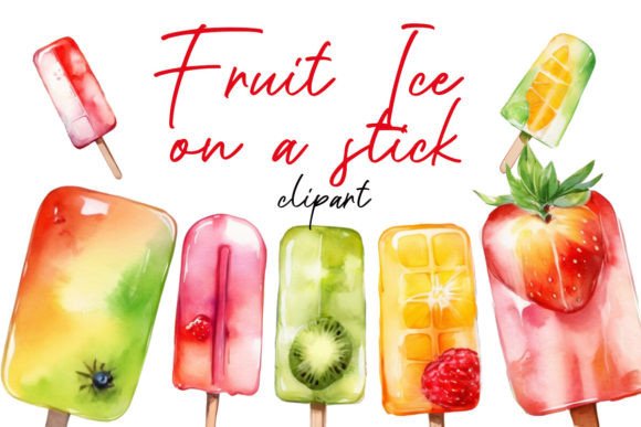Watercolor Ice Cream Clipart & Fruit Ice