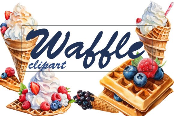 Watercolor Waffle Cones PNG: Premium Design Assets